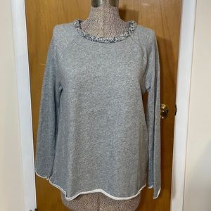 Calvin Klein Performance Womens Large Gray Sweatshirt Gem Stud Neckline